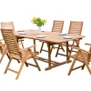 Discount Garten-Essgruppe, natur, Akazie, Ausziehtisch 180/240 x 100 cm, 6 Klappstühle, klappbar, FSC®-zertifiziertes Produkt Garten-Essgruppen|Akazien-Gartenmöbel