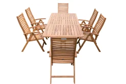 Discount Garten-Essgruppe, natur, Akazie, Ausziehtisch 180/240 x 100 cm, 6 Klappstühle, klappbar, FSC®-zertifiziertes Produkt Garten-Essgruppen|Akazien-Gartenmöbel