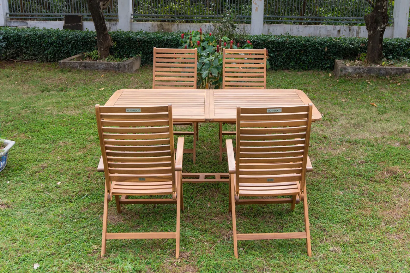 Online Garten-Essgruppe, natur, Akazie, Ausziehtisch 150/200 x 90 cm, 4 Klappstühle, klappbar, FSC®-zertifiziertes Produkt Garten-Essgruppen|Akazien-Gartenmöbel
