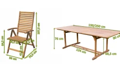 Online Garten-Essgruppe, natur, Akazie, Ausziehtisch 150/200 x 90 cm, 4 Klappstühle, klappbar, FSC®-zertifiziertes Produkt Garten-Essgruppen|Akazien-Gartenmöbel