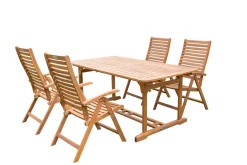 Online Garten-Essgruppe, natur, Akazie, Ausziehtisch 150/200 x 90 cm, 4 Klappstühle, klappbar, FSC®-zertifiziertes Produkt Garten-Essgruppen|Akazien-Gartenmöbel