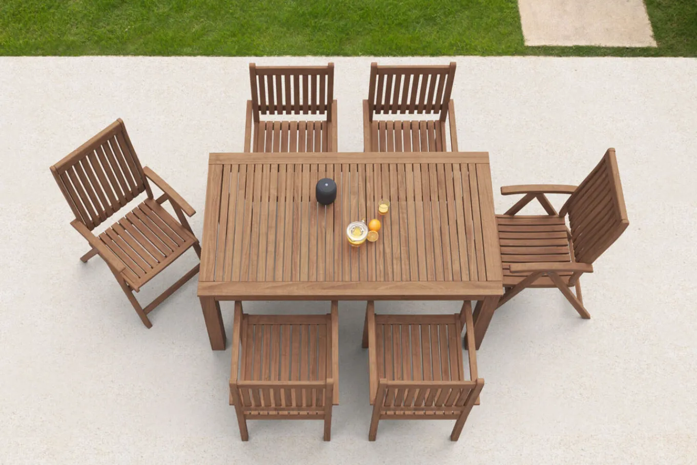 Outlet Garten-Essgruppe, natur, Akazie, Tisch 160 x 90 cm, 4 Stühle, 2 Klappsessel, FSC®-zertifiziertes Produkt Garten-Essgruppen
