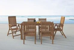 Outlet Garten-Essgruppe, natur, Akazie, Tisch 160 x 90 cm, 4 Stühle, 2 Klappsessel, FSC®-zertifiziertes Produkt Garten-Essgruppen