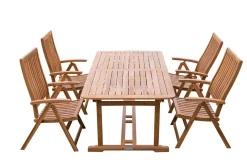Sale Garten-Essgruppe, natur, Akazie, Ausziehtisch 150/200 x 90 cm, 4 Klappstühle, FSC®-zertifiziertes Produkt Garten-Essgruppen|Akazien-Gartenmöbel