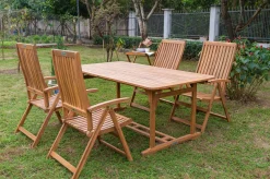 Sale Garten-Essgruppe, natur, Akazie, Ausziehtisch 150/200 x 90 cm, 4 Klappstühle, FSC®-zertifiziertes Produkt Garten-Essgruppen|Akazien-Gartenmöbel