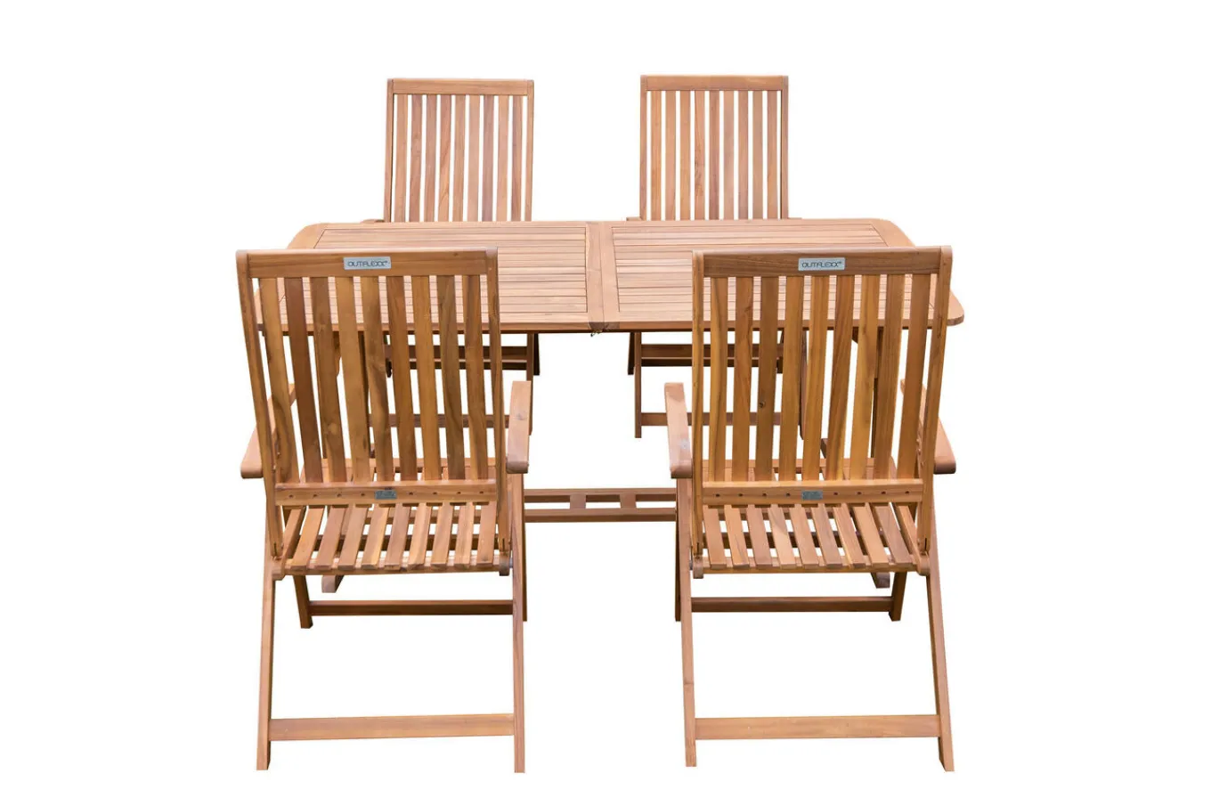 Sale Garten-Essgruppe, natur, Akazie, Ausziehtisch 150/200 x 90 cm, 4 Klappstühle, FSC®-zertifiziertes Produkt Garten-Essgruppen|Akazien-Gartenmöbel