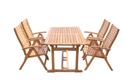 Clearance Garten-Essgruppe, natur, Akazie, Ausziehtisch 180/240 x 100 cm, 4 Klappstühle, klappbar, FSC®-zertifiziertes Produkt Garten-Essgruppen|Akazien-Gartenmöbel