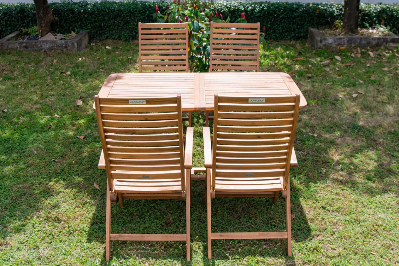 Clearance Garten-Essgruppe, natur, Akazie, Ausziehtisch 180/240 x 100 cm, 4 Klappstühle, klappbar, FSC®-zertifiziertes Produkt Garten-Essgruppen|Akazien-Gartenmöbel