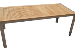 Sale Garten-Essgruppe, natur/anthrazit, Edelstahl/Textilene/Teak, Tisch 200x90cm, 6 Diningsessel Garten-Essgruppen|Edelstahl-Gartenmöbel