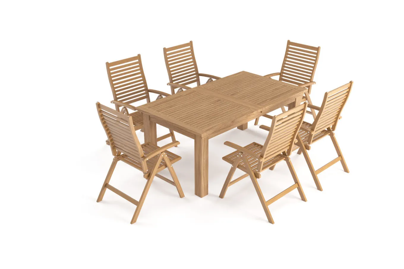 Hot Garten-Essgruppe, natur, Akazie, Ausziehtisch 180/220/260 x 100 cm, 6 Klappstühle, FSC®-zertifiziertes Produkt Garten-Essgruppen|Akazien-Gartenmöbel