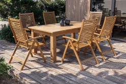 Hot Garten-Essgruppe, natur, Akazie, Ausziehtisch 180/220/260 x 100 cm, 6 Klappstühle, FSC®-zertifiziertes Produkt Garten-Essgruppen|Akazien-Gartenmöbel