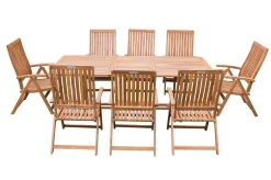 Sale Garten-Essgruppe, natur, Akazie, Ausziehtisch 150/200 x 90 cm, 2 Klappstühle, 6 Armlehnensessel, FSC®-zertifiziertes Produkt Garten-Essgruppen|Akazien-Gartenmöbel