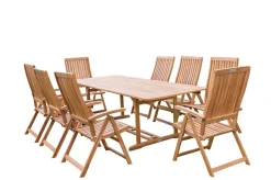 Hot Garten-Essgruppe, natur, Akazie, Ausziehtisch 150/200 x 90 cm, 8 Klappstühle, FSC®-zertifiziertes Produkt Garten-Essgruppen|Akazien-Gartenmöbel