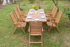 Hot Garten-Essgruppe, natur, Akazie, Ausziehtisch 150/200 x 90 cm, 8 Klappstühle, FSC®-zertifiziertes Produkt Garten-Essgruppen|Akazien-Gartenmöbel