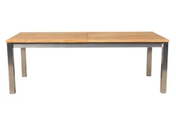 Online Garten-Essgruppe, natur/anthrazit, Edelstahl/Textilene/Teakholz, Ausziehtisch 220/340x100cm, 8 Diningsessel, FSC®-zertifiziertes Produkt Garten-Essgruppen