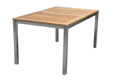 Discount Garten-Essgruppe, natur/anthrazit, Edelstahl/Textilene/Teak, Ausziehtisch 150/200x90cm, 8 Diningsessel Garten-Essgruppen|Edelstahl-Gartenmöbel