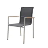 Garten-Essgruppe, natur/anthrazit, Edelstahl/Textilene/Teakholz, Ausziehtisch 180/240x100cm, 6 Diningsessel, FSC®-zertifiziertes Produkt Garten-Essgruppen