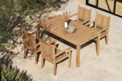 Hot Garten-Essgruppe, natur, Akazie, Tisch 160 x 90 cm, 4 Gartenstühle, FSC®-zertifiziertes Produkt Garten-Essgruppen