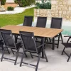 Sale Garten-Essgruppe, ® anthrazit matt, Alu / Teak / Textil, Ausziehtisch 180/240 x 100cm, 8 Klappstühle Garten-Essgruppen