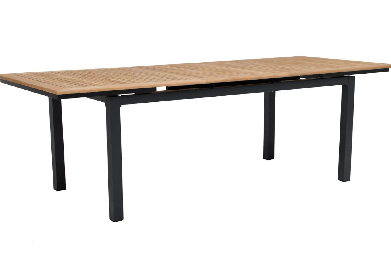 Sale Garten-Essgruppe, ® anthrazit matt, Alu / Teak / Textil, Tisch 180/240x100cm, 6 Klappstühle Garten-Essgruppen