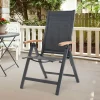 Garten-Essgruppe, ® anthrazit matt, Alu / Teak / Textil, Tisch 150/210 x 90 cm, 6 Stapelsessel, 2 Klappstühle Garten-Essgruppen