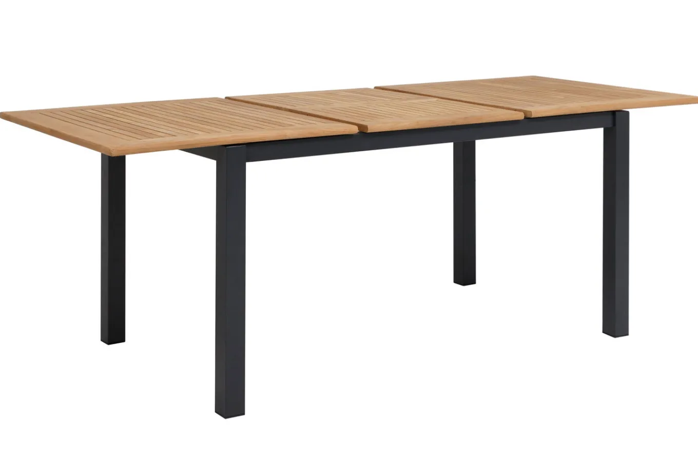 Best Garten-Essgruppe, ® anthrazit matt, Alu / Teak / Textil, Ausziehtisch 150/210 x 90 cm, 6 Klappstühle Garten-Essgruppen|Aluminium-Gartenmöbel