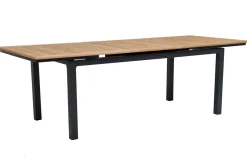 Online Garten-Essgruppe, ® anthrazit matt, Alu / Teak / Textil, Ausziehtisch 180/240x100cm, 8 Stapelsessel Garten-Essgruppen