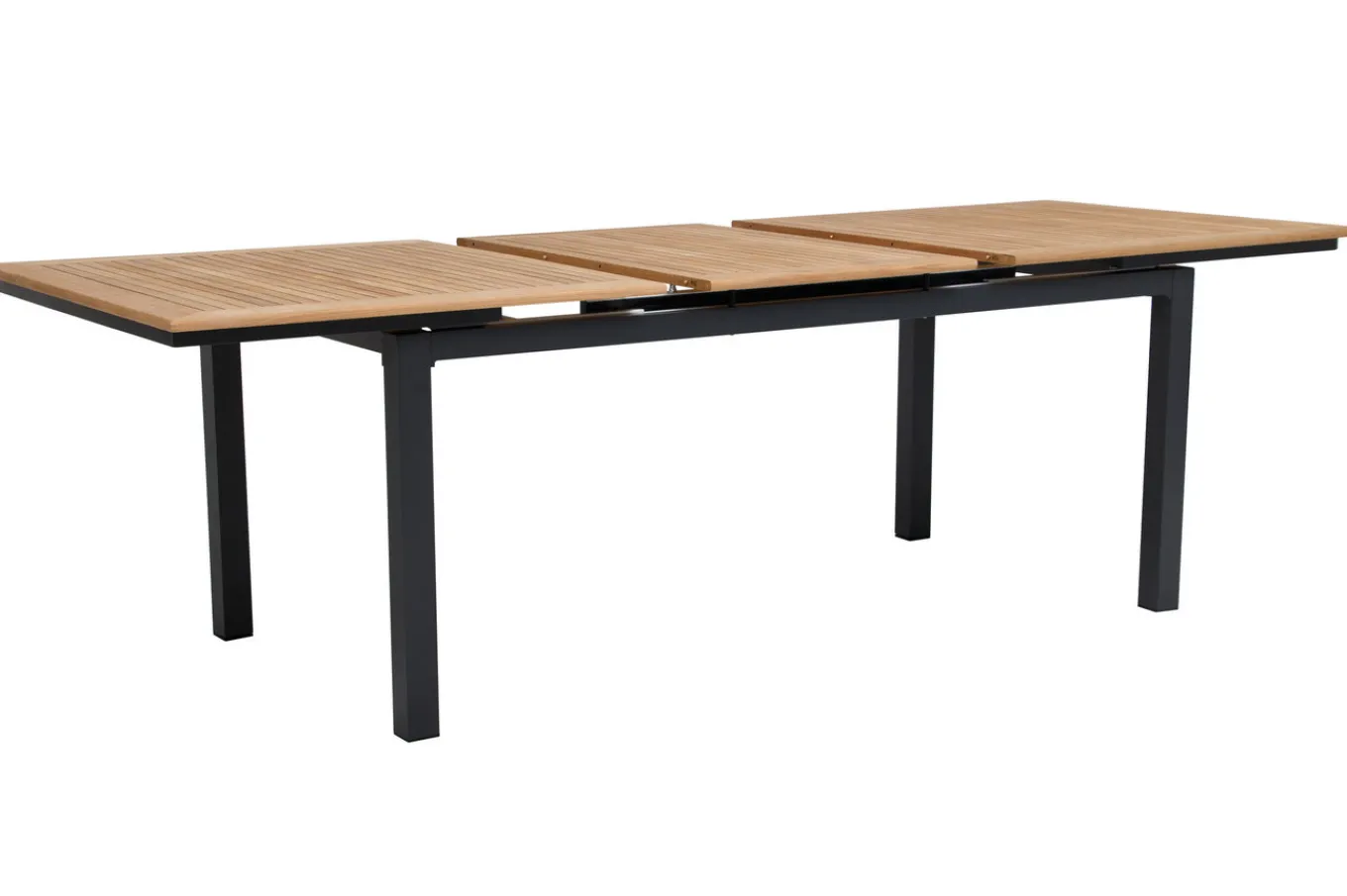 Online Garten-Essgruppe, ® anthrazit matt, Alu / Teak / Textil, Ausziehtisch 180/240 x 100cm, 6 Stapelsessel, 2 Klappstühle Garten-Essgruppen|Aluminium-Gartenmöbel