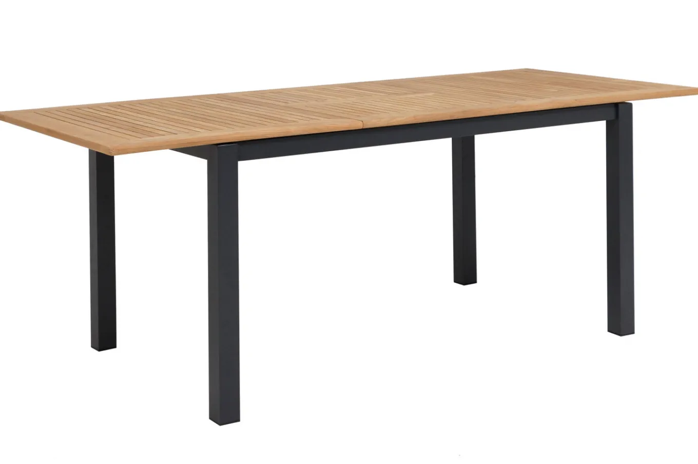 Online Garten-Essgruppe, ® anthrazit matt, Alu / Teak / Textil, Ausziehtisch 150/210 x 90 cm, 8 Klappstühle Garten-Essgruppen
