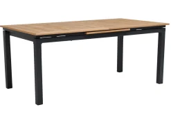 Clearance Garten-Essgruppe, ® anthrazit matt, Alu / Teak / Textil, Ausziehtisch 180/240x100cm, 6 Stapelsessel Garten-Essgruppen|Aluminium-Gartenmöbel