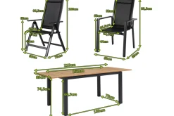 Clearance Garten-Essgruppe, ® anthrazit matt, Alu / Teak / Textil, Ausziehtisch 150/210 x 90 cm, 6 Stapelsessel, 2 Klappstühle Garten-Essgruppen|Aluminium-Gartenmöbel