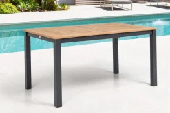 Clearance Garten-Essgruppe, ® anthrazit matt, Alu / Teak / Textil, Ausziehtisch 150/210 x 90 cm, 6 Stapelsessel, 2 Klappstühle Garten-Essgruppen|Aluminium-Gartenmöbel