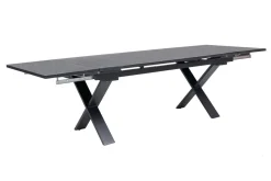 Online Garten-Essgruppe, ® anthrazit matt, Alu / Spraystone / Teak, Tisch 180/280x100cm, 10 Stapelsessel Garten-Essgruppen
