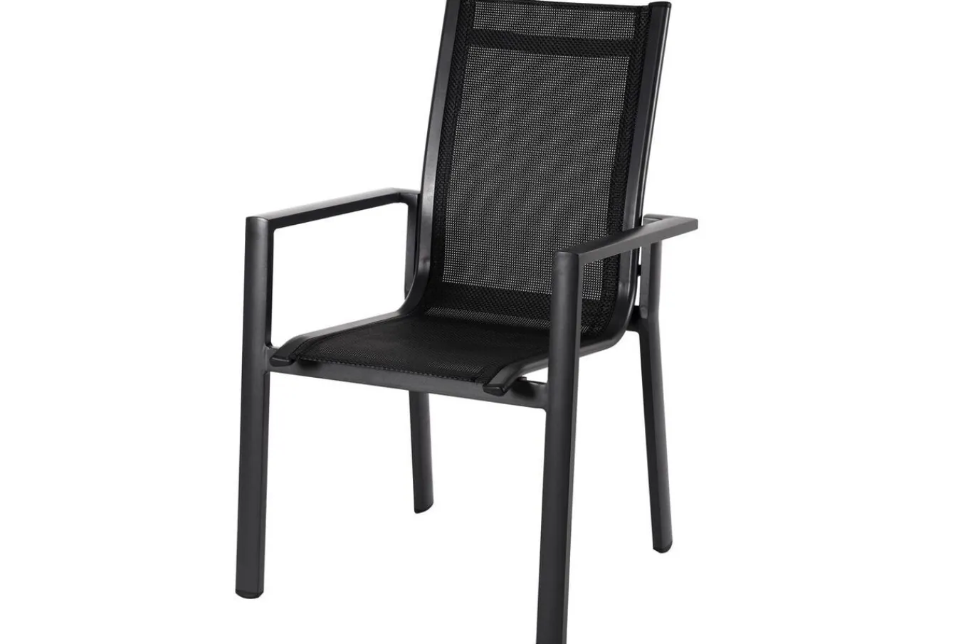 Online Garten-Essgruppe, ® anthrazit matt, Alu / Teak / Textil, Esstisch Ø 150 cm, 5 Stapelsessel Garten-Essgruppen