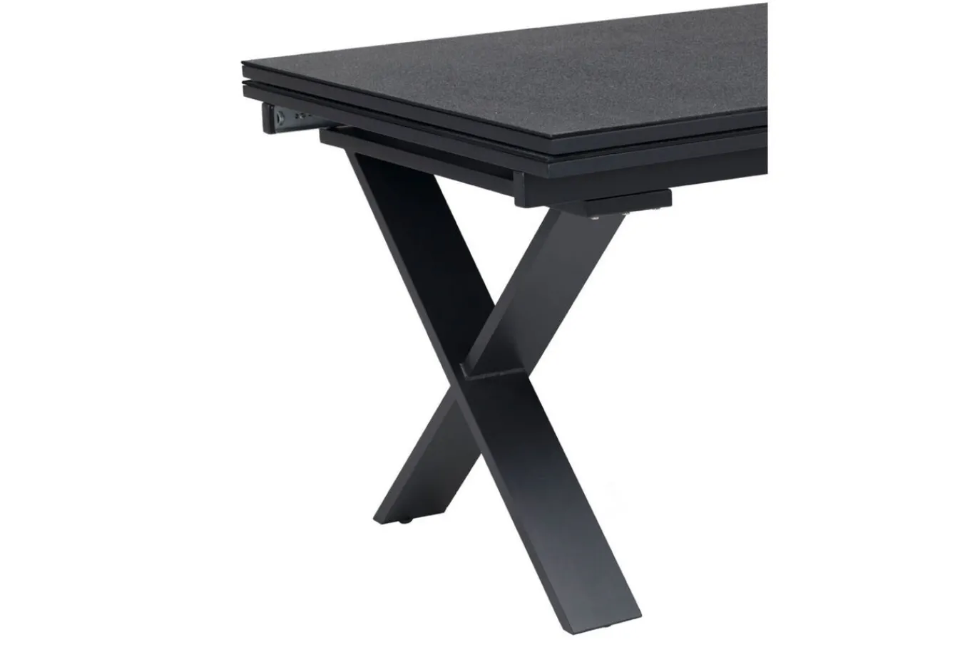 Sale Garten-Essgruppe, ® anthrazit matt, Alu / Spraystone / Teak, Tisch 180/280x100cm, 6 Stapelsessel Garten-Essgruppen