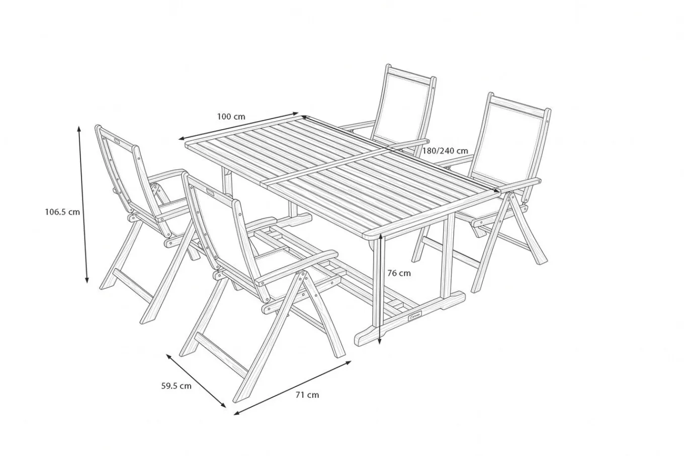 Best Garten-Essgruppe, 4 Personen, ausziehbar, 180-240cm, Akazie/Textilene, FSC®-zertifiziert Garten-Essgruppen|Akazien-Gartenmöbel