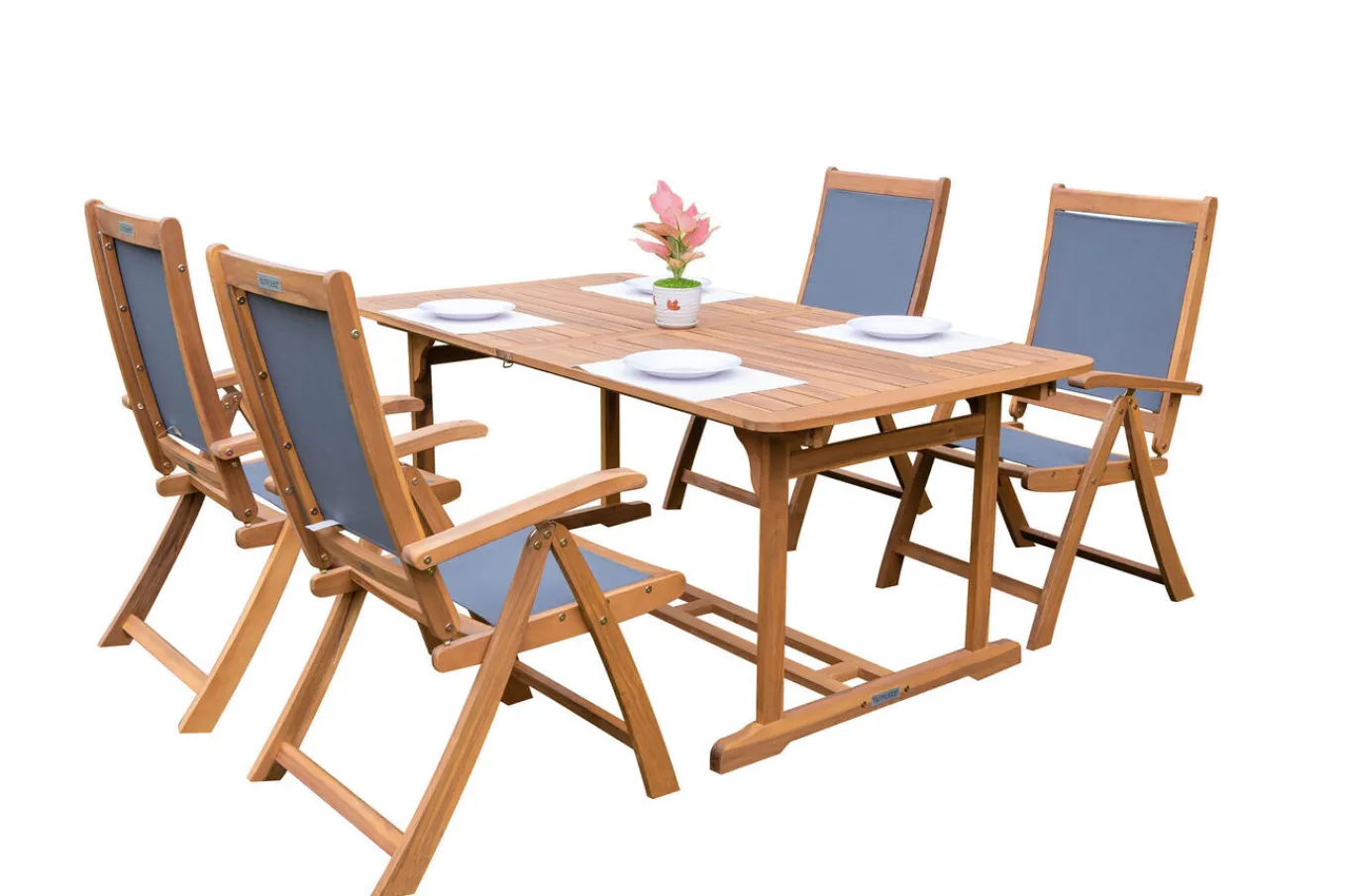 Best Garten-Essgruppe, 4 Personen, ausziehbar, 180-240cm, Akazie/Textilene, FSC®-zertifiziert Garten-Essgruppen|Akazien-Gartenmöbel
