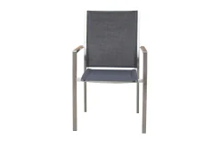 Online Garten-Essgruppe, schwarz/graphite, Edelstahl/Glaskeramik, Tisch 200x100cm, 8 Stapelstühle, witterungsbeständig Garten-Essgruppen