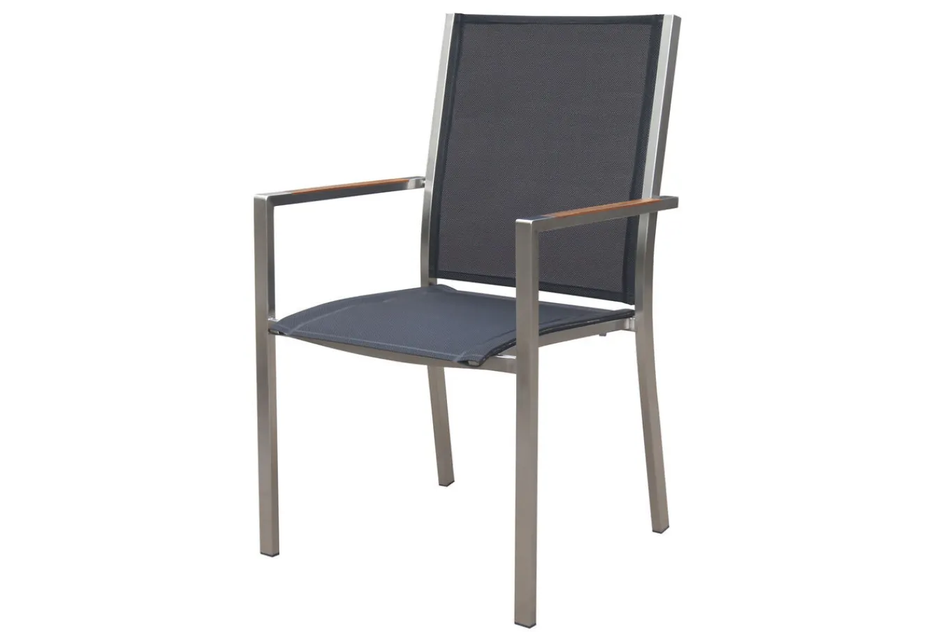 Online Garten-Essgruppe, schwarz/graphite, Edelstahl/Glaskeramik, Tisch 200x100cm, 8 Stapelstühle, witterungsbeständig Garten-Essgruppen