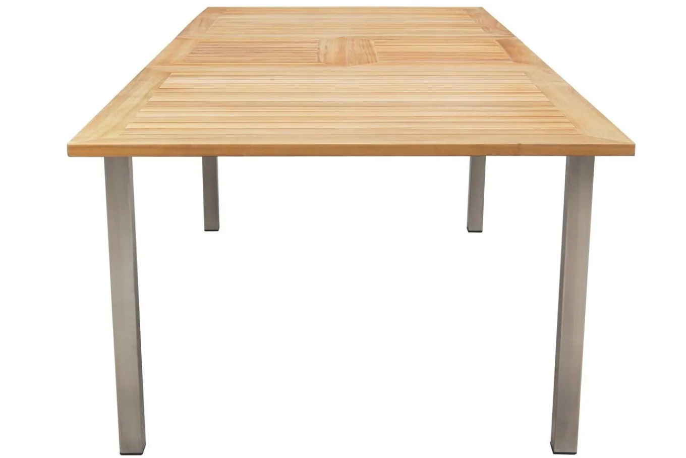 Clearance Garten-Essgruppe, schwarz, 180/240 x 100 cm, Edelstahl/Teak, Ausziehtisch, 4 Stühle padded, 2 Klappstühle, FSC®-zertifiziertes Produkt Edelstahl-Gartenmöbel
