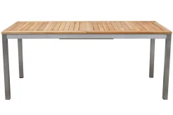 Clearance Garten-Essgruppe, schwarz, 180/240 x 100 cm, Edelstahl/Teak, Ausziehtisch, 4 Stühle padded, 2 Klappstühle, FSC®-zertifiziertes Produkt Edelstahl-Gartenmöbel