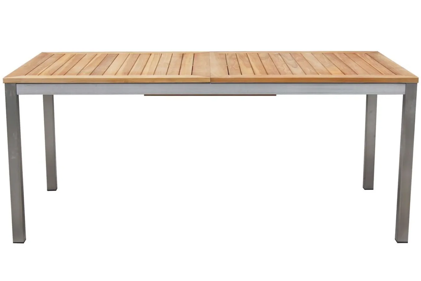 Clearance Garten-Essgruppe, schwarz, 180/240 x 100 cm, Edelstahl/Teak, Ausziehtisch, 4 Stühle padded, 2 Klappstühle, FSC®-zertifiziertes Produkt Edelstahl-Gartenmöbel