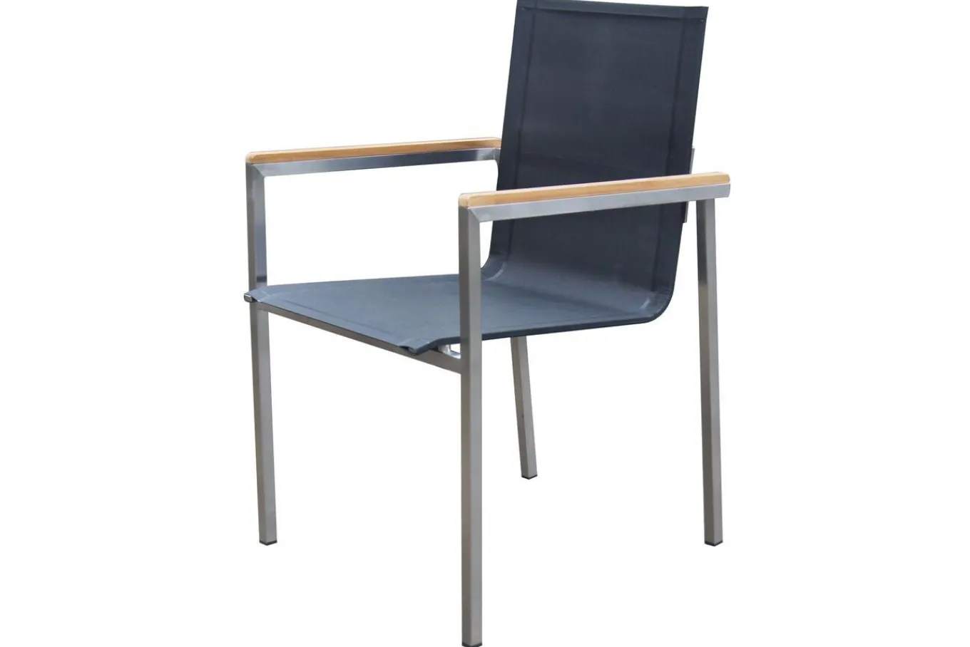 Garten-Essgruppe, schwarz, 200/300 x 100 cm, Edelstahl/Teak, Ausziehtisch, 8 Stapelstühle, 2 Klappstühle, FSC®-zertifiziertes Produkt Garten-Essgruppen|Edelstahl-Gartenmöbel