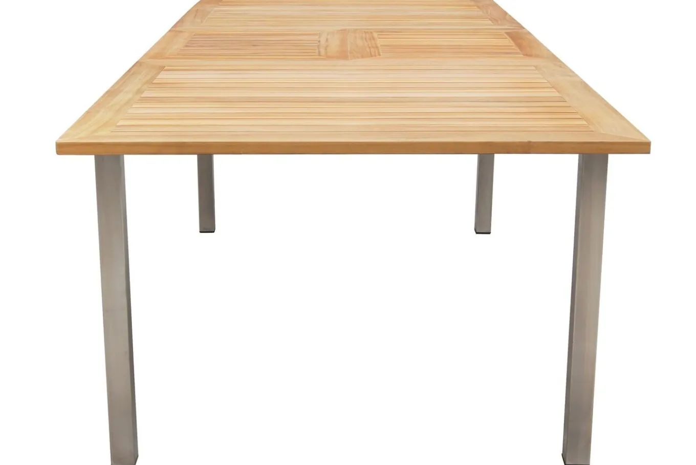 Garten-Essgruppe, schwarz, 200/300 x 100 cm, Edelstahl/Teak, Ausziehtisch, 8 Stapelstühle, 2 Klappstühle, FSC®-zertifiziertes Produkt Garten-Essgruppen|Edelstahl-Gartenmöbel