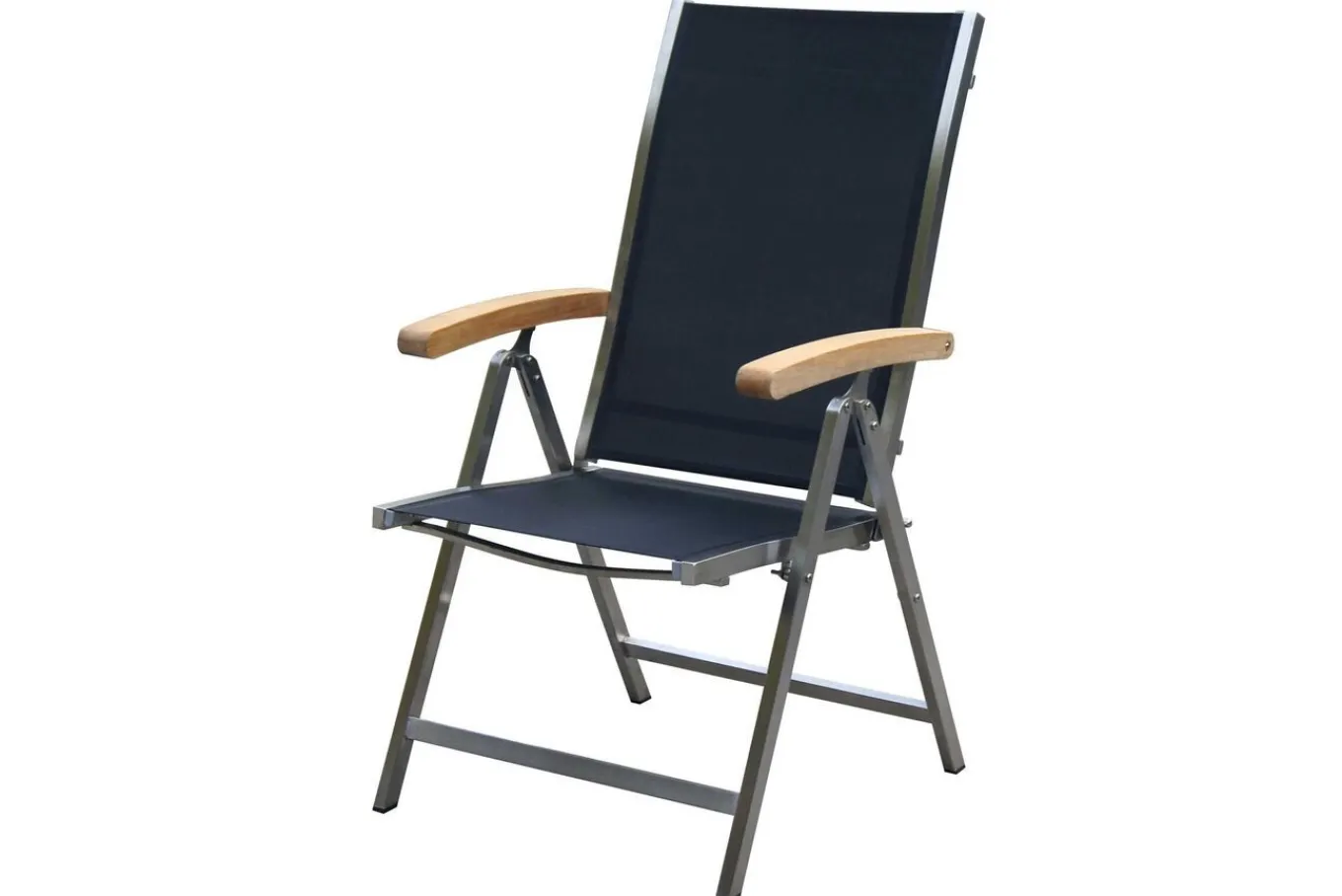 Best Garten-Essgruppe, schwarz, 150 x 90 cm, Edelstahl/Teak, Ausziehtisch, 6 Stühle, 2 Klappstühle Garten-Essgruppen