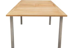 Garten-Essgruppe, schwarz, 200/300 x 100 cm, Edelstahl/Teak, Ausziehtisch, 8 Stühle padded, 2 Klappstühle, FSC®-zertifiziertes Produkt Garten-Essgruppen