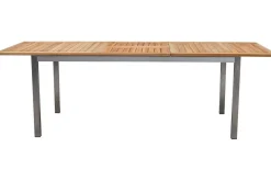 Garten-Essgruppe, schwarz, 200/300 x 100 cm, Edelstahl/Teak, Ausziehtisch, 8 Stühle padded, 2 Klappstühle, FSC®-zertifiziertes Produkt Garten-Essgruppen