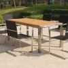 Online Garten-Essgruppe, schwarz, Edelstahl/Teak, Esstisch 200 x 90 cm, 6 Stapelstühle gepolstert Garten-Essgruppen|Edelstahl-Gartenmöbel