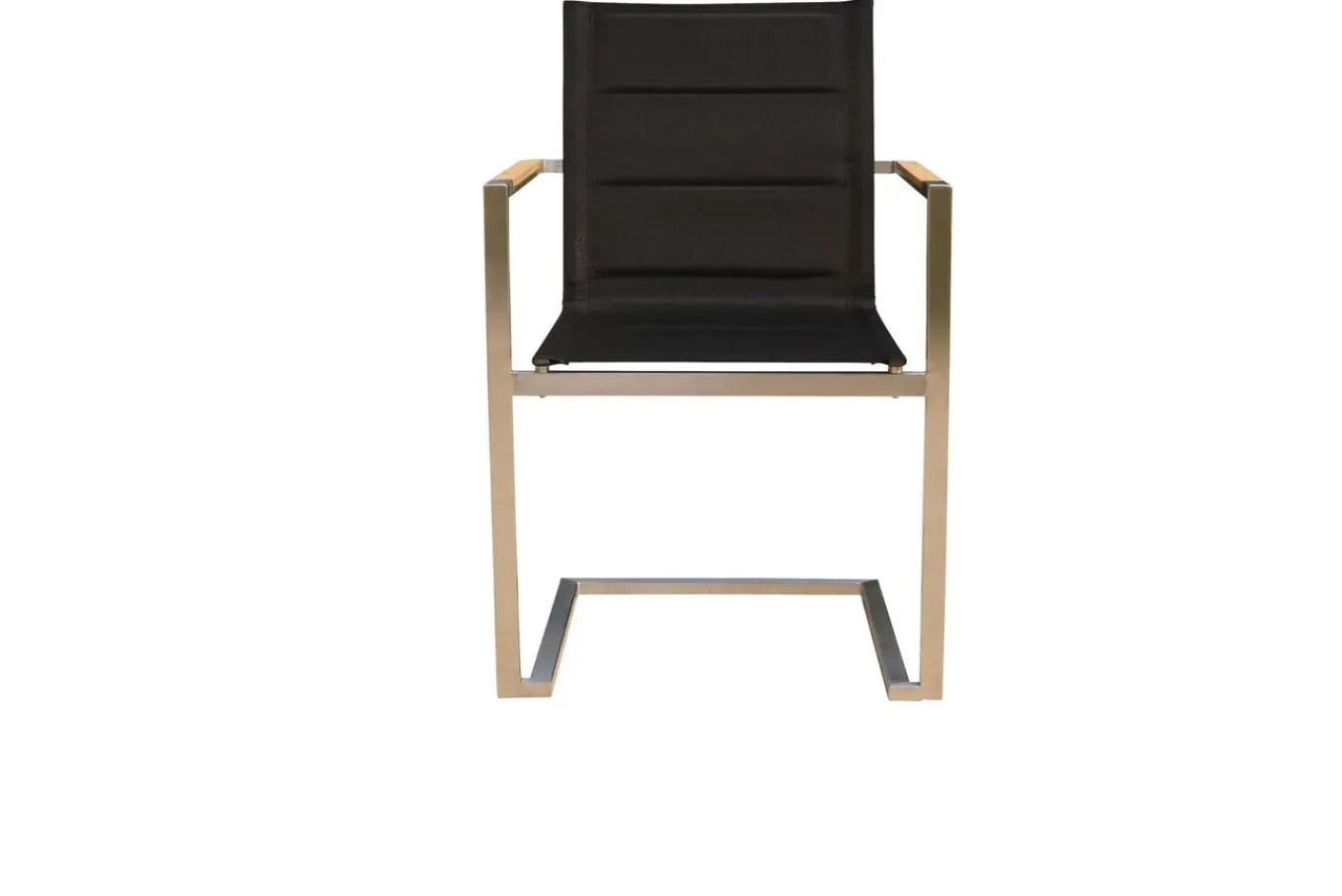 Online Garten-Essgruppe, schwarz, Edelstahl/Teak, Esstisch 200 x 90 cm, 6 Stapelstühle gepolstert Garten-Essgruppen|Edelstahl-Gartenmöbel