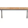 Clearance Garten-Essgruppe, schwarz, Edelstahl/Teak, Tisch 180/240 x 100 cm, 6 Stapelstühle gepolstert, FSC®-zertifiziertes Produkt Garten-Essgruppen